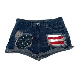 Jeans Patriotic Ripped Cut-Off Patched Denim Jean Shorts Size Small Women's